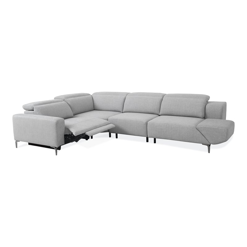 Furniture of America Kirel Fabric Swivel Arm L-Shaped Light Gray Power Sectional