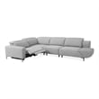 Furniture of America Kirel Fabric Swivel Arm L-Shaped Light Gray Power Sectional
