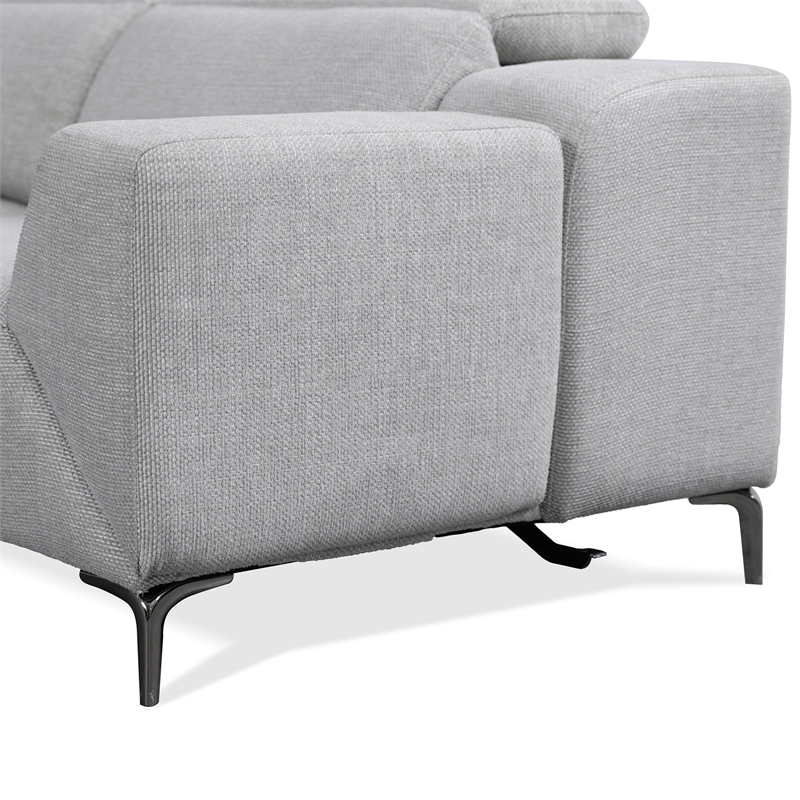 Furniture of America Kirel Fabric Swivel Arm L-Shaped Light Gray Power Sectional