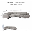 Furniture of America Kirel Fabric Swivel Arm L-Shaped Light Gray Power Sectional