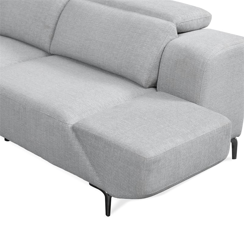 Furniture of America Kirel Fabric Swivel Arm L-Shaped Light Gray Power Sectional