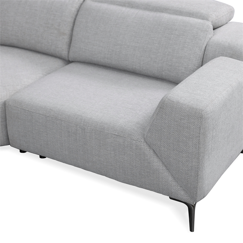 Furniture of America Kirel Fabric Swivel Arm L-Shaped Light Gray Power Sectional
