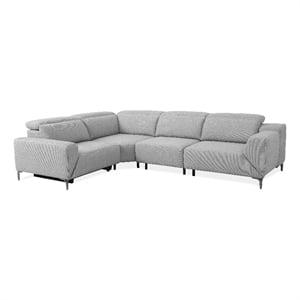 Furniture of America Kirel Fabric Swivel Arm L-Shaped Light Gray Power Sectional
