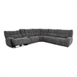 Furniture of America Tavie Chenille L-Shaped Power Sectional with USB in Gray