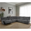 Furniture of America Tavie Chenille L-Shaped Power Sectional with USB in Gray