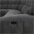 Furniture of America Tavie Chenille L-Shaped Power Sectional with USB in Gray