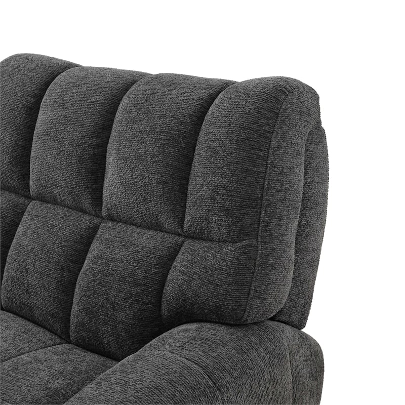 Furniture of America Tavie Chenille L-Shaped Power Sectional with USB in Gray
