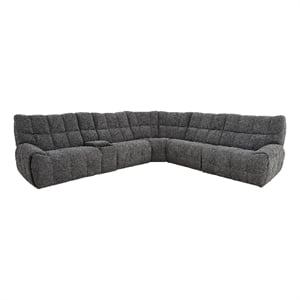 Furniture of America Tavie Chenille L-Shaped Power Sectional with USB in Gray
