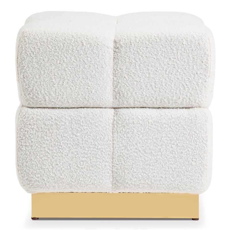 Furniture of America Renzo Fabric Upholstered Square Storage Stool in Beige