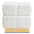 Furniture of America Renzo Fabric Upholstered Square Storage Stool in Beige