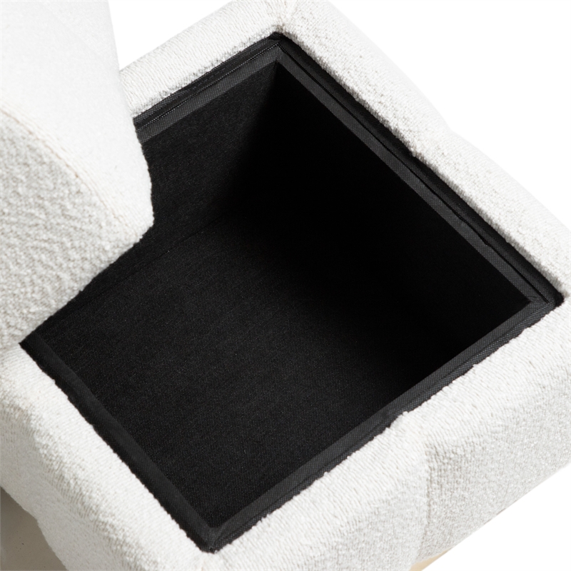 Furniture of America Renzo Fabric Upholstered Square Storage Stool in Beige