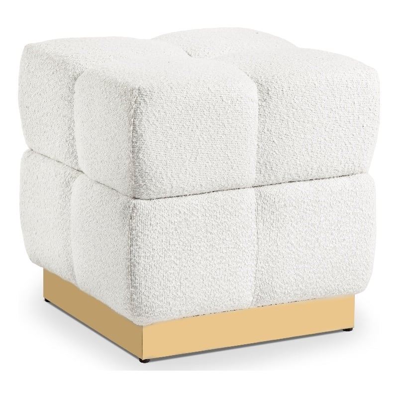 Furniture of America Renzo Fabric Upholstered Square Storage Stool in Beige