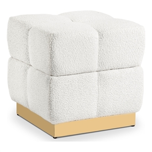 Furniture of America Renzo Fabric Upholstered Square Storage Stool in Beige