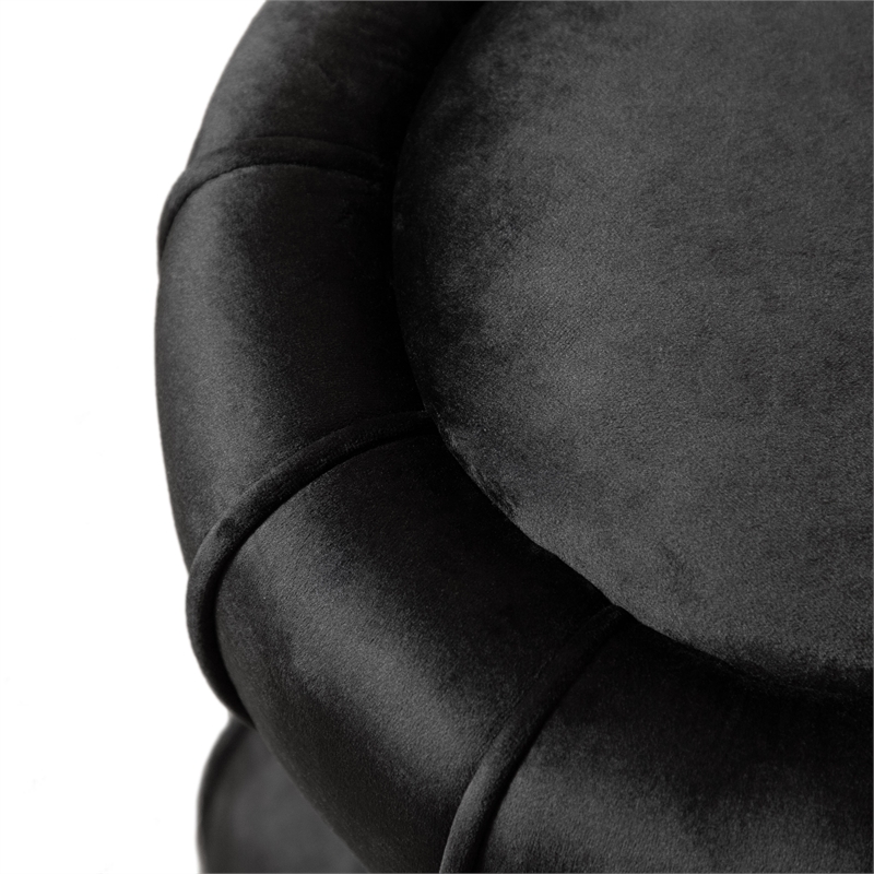 Furniture of America Magnus Velvet Round Bow Tie Design Stool in Black