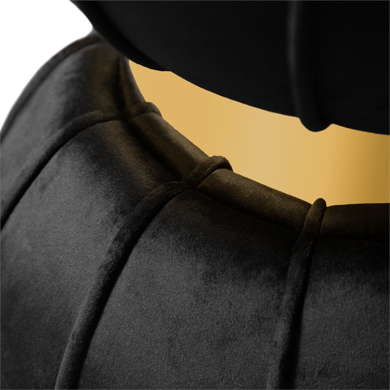 Furniture of America Magnus Velvet Round Bow Tie Design Stool in Black