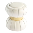 Furniture of America Magnus Velvet Round Bow Tie Design Stool in White