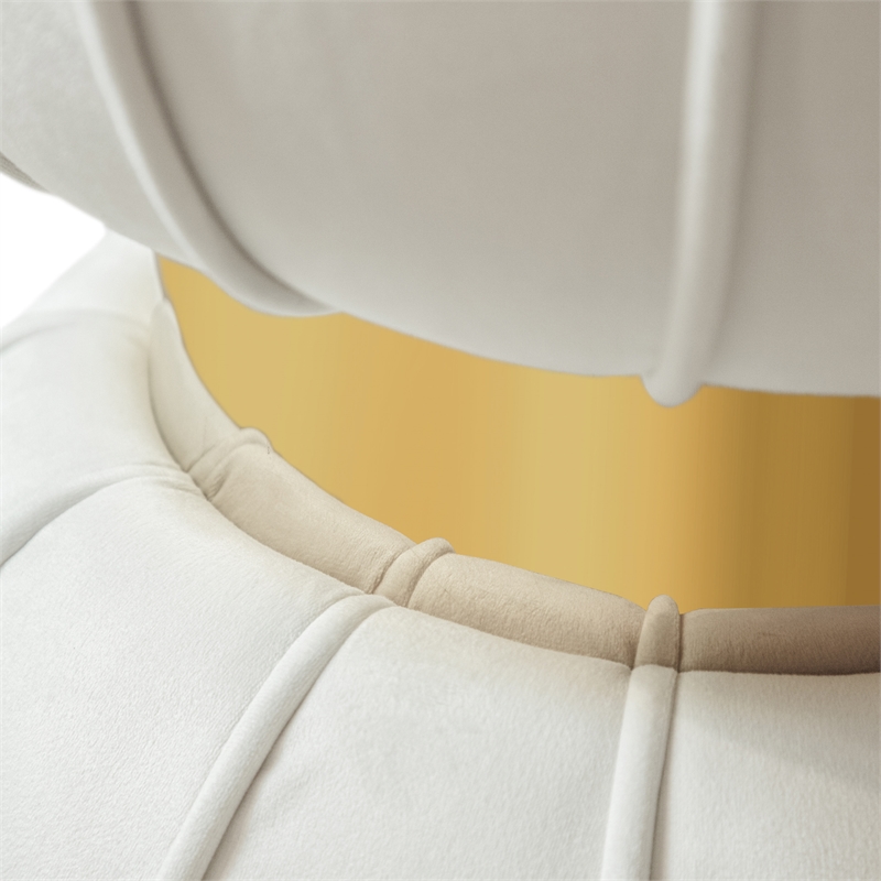 Furniture of America Magnus Velvet Round Bow Tie Design Stool in White