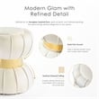 Furniture of America Magnus Velvet Round Bow Tie Design Stool in White