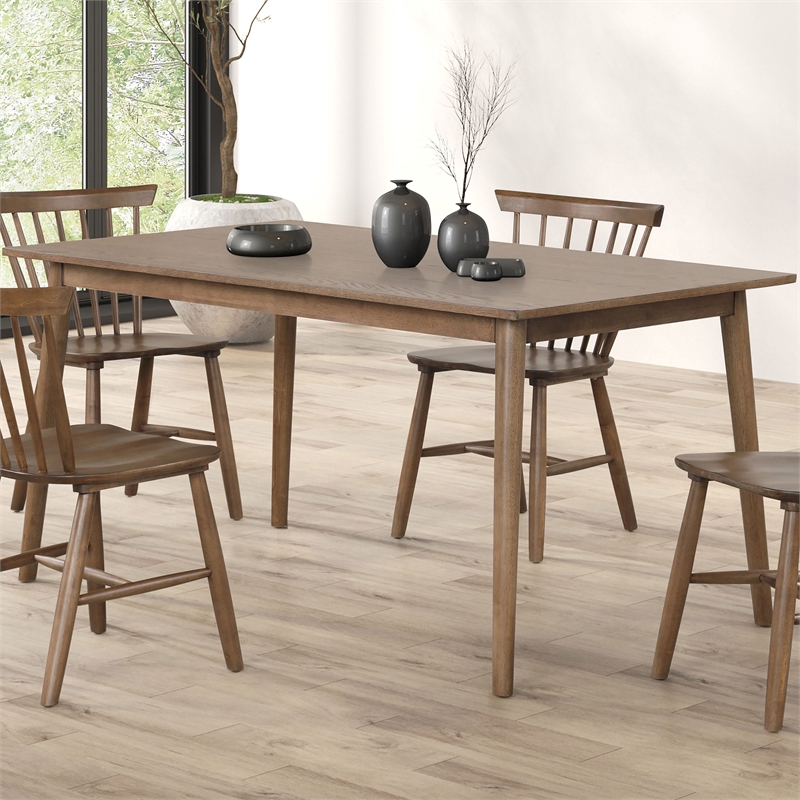 Furniture of America Worlow Solid Wood Rectangular Dining Table in Walnut