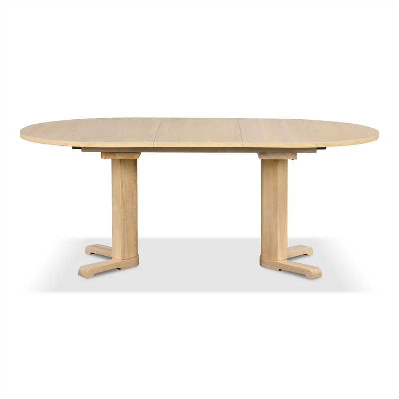 Furniture of America Alakez Solid Wood Extendable Oval Dining Table in Oak