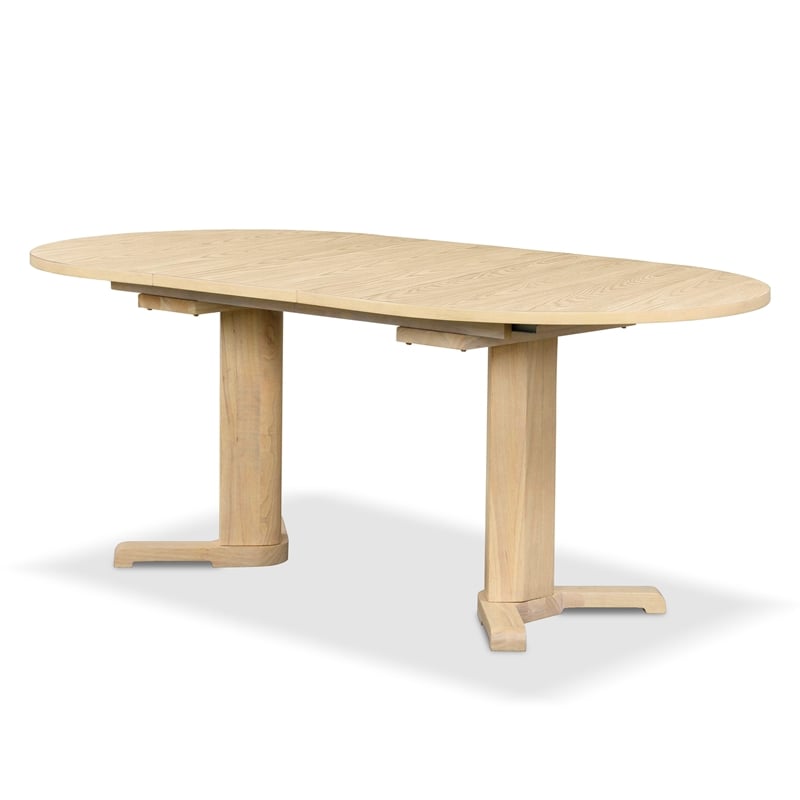 Furniture of America Alakez Solid Wood Extendable Oval Dining Table in Oak