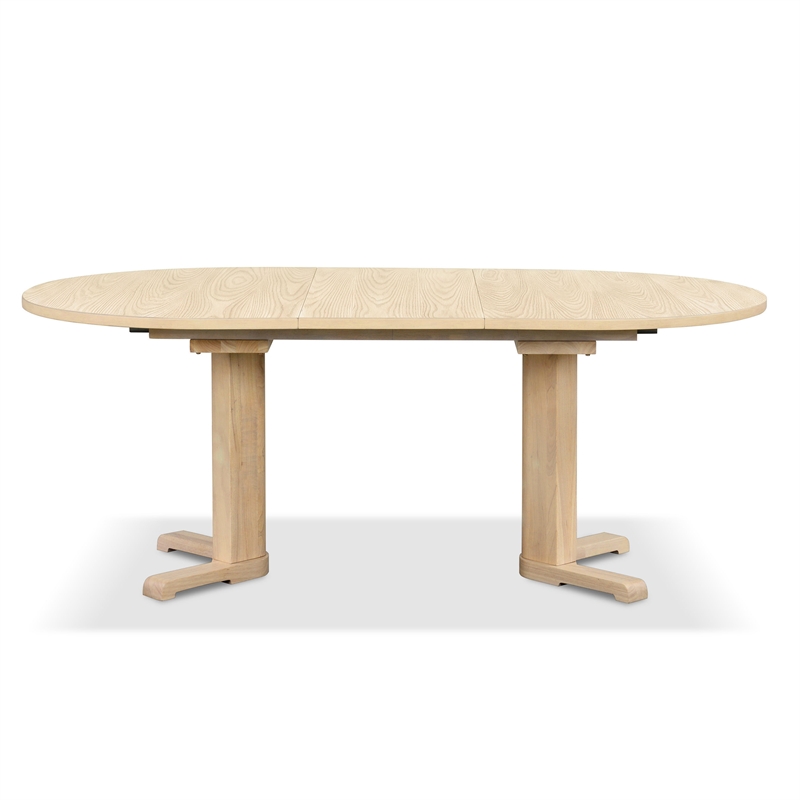 Furniture of America Alakez Solid Wood Extendable Oval Dining Table in Oak