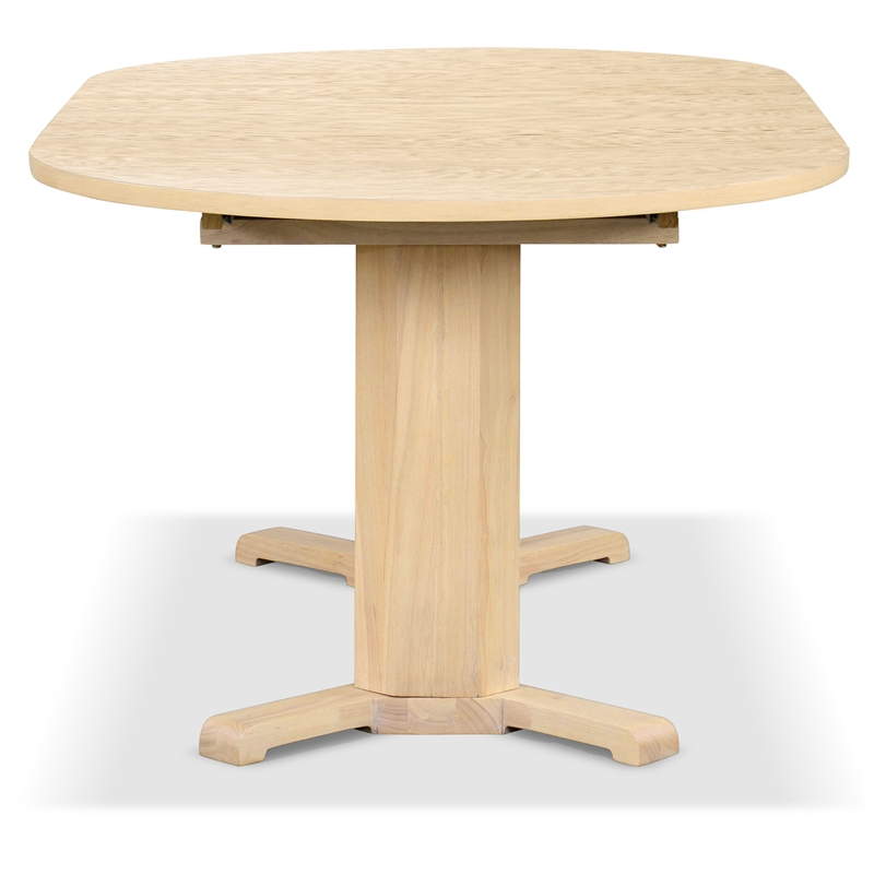 Furniture of America Alakez Solid Wood Extendable Oval Dining Table in Oak