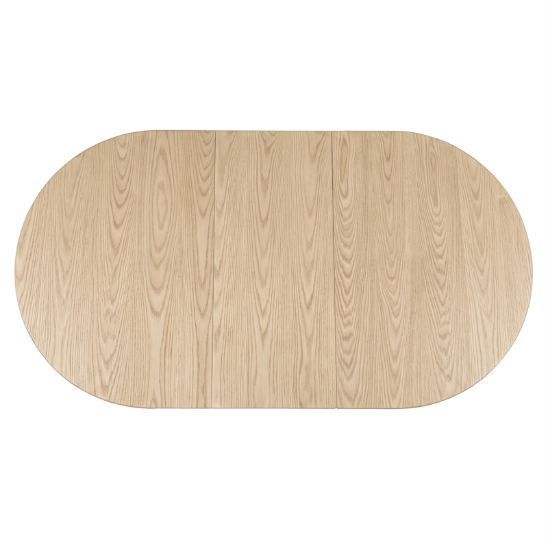 Furniture of America Alakez Solid Wood Extendable Oval Dining Table in Oak