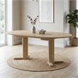 Furniture of America Alakez Solid Wood Extendable Oval Dining Table in Oak
