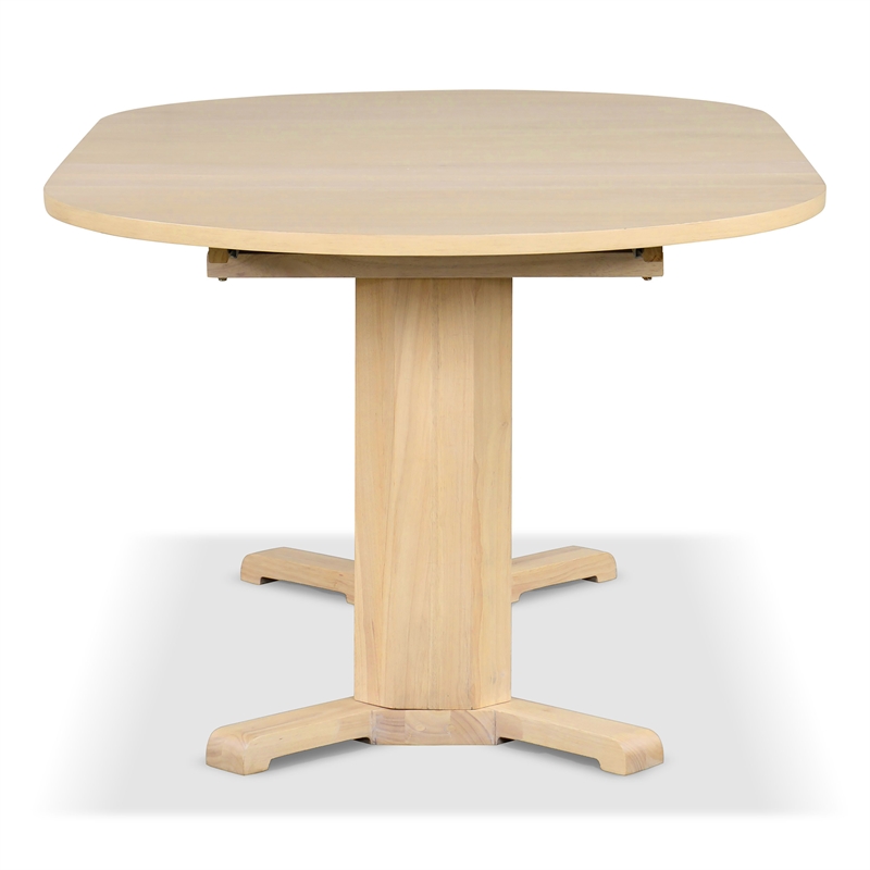 Furniture of America Alakez Solid Wood Extendable Oval Dining Table in Oak