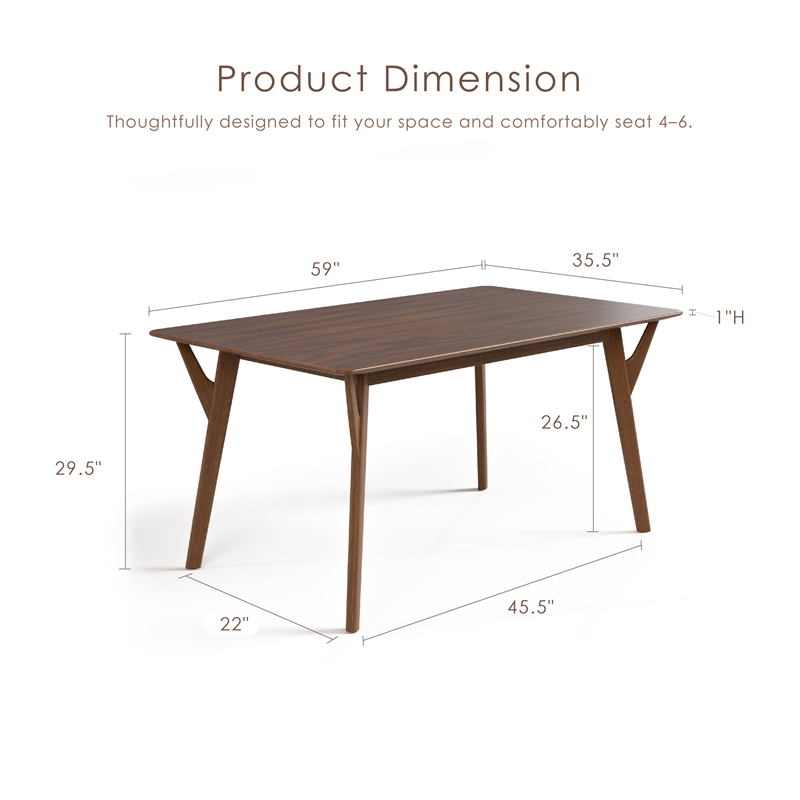 Furniture of America Beck Solid Wood Rectangular Dining Table in Walnut