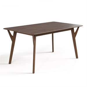 Furniture of America Beck Solid Wood Rectangular Dining Table in Walnut