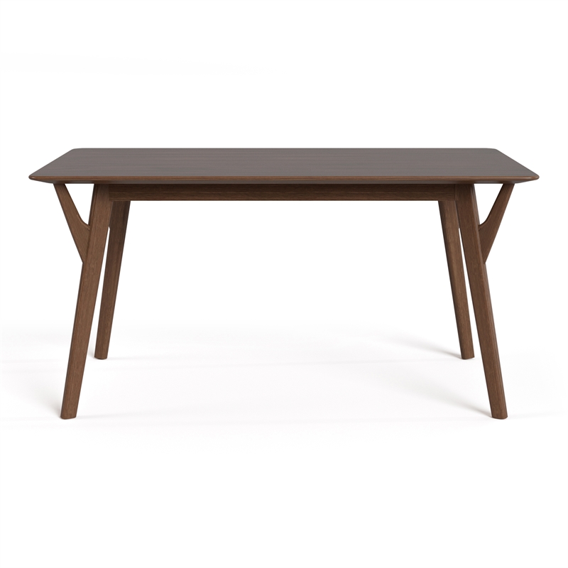 Furniture of America Beck Solid Wood Rectangular Dining Table in Walnut