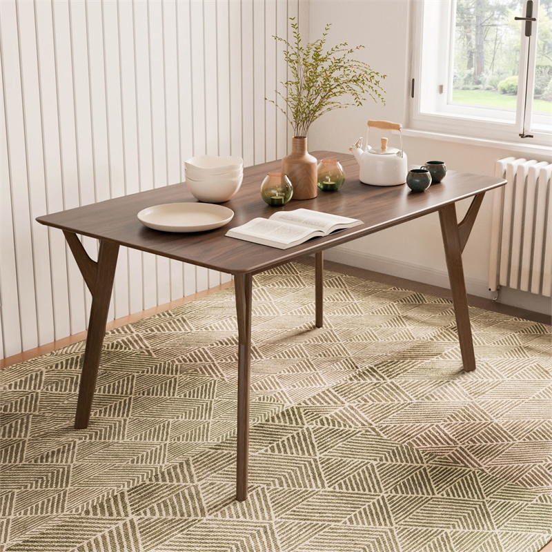 Furniture of America Beck Solid Wood Rectangular Dining Table in Walnut