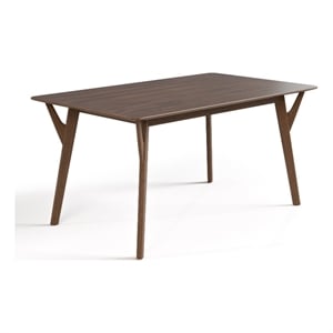 Furniture of America Beck Solid Wood Rectangular Dining Table in Walnut