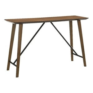 Furniture of America Hemat Solid Wood Trestle Counter Dining Table in Walnut