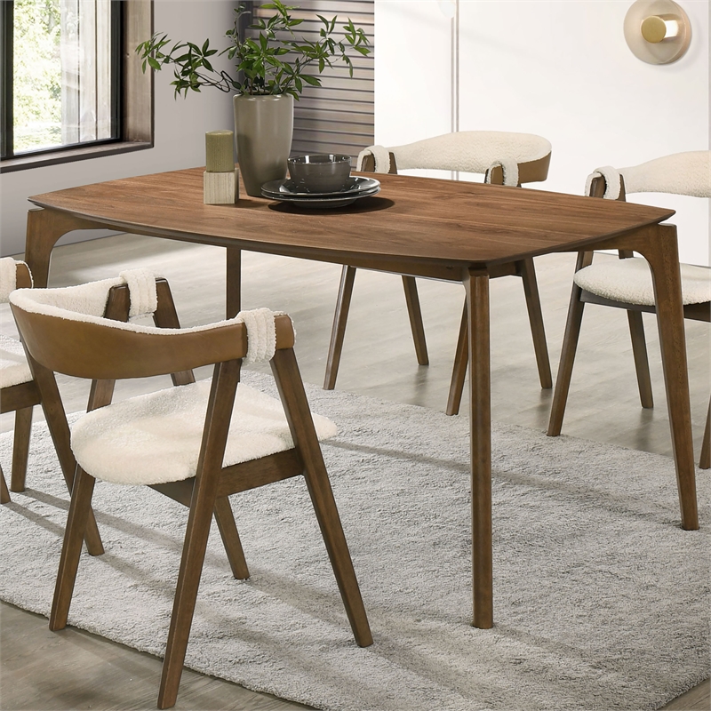 Furniture of America Yelen Solid Wood Rectangular Dining Table in Walnut