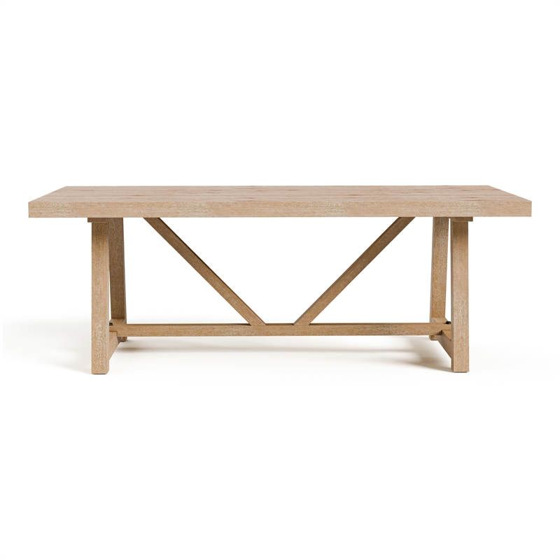 Furniture of America Wellen Solid Wood Trestle Base Dining Table in Oak