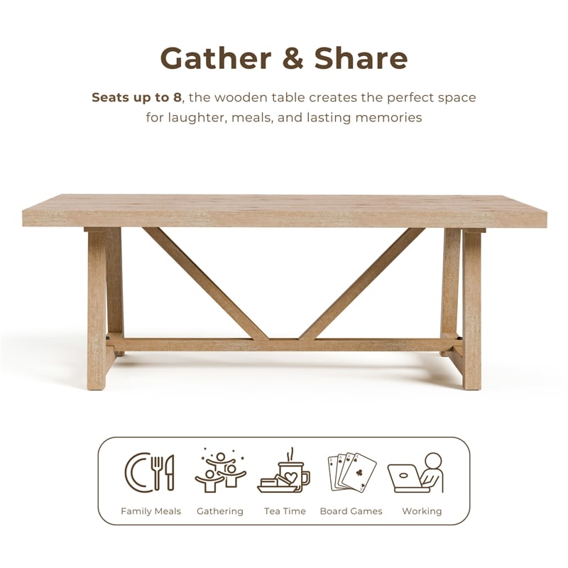 Furniture of America Wellen Solid Wood Trestle Base Dining Table in Oak