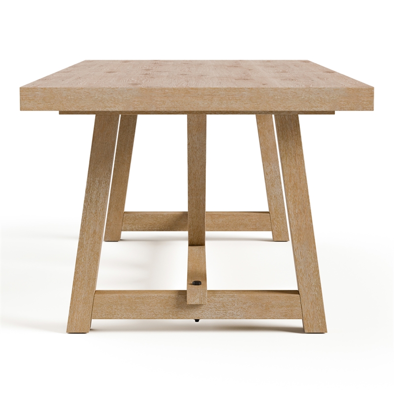 Furniture of America Wellen Solid Wood Trestle Base Dining Table in Oak