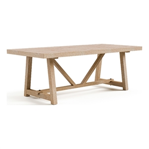 Furniture of America Wellen Solid Wood Trestle Base Dining Table in Oak
