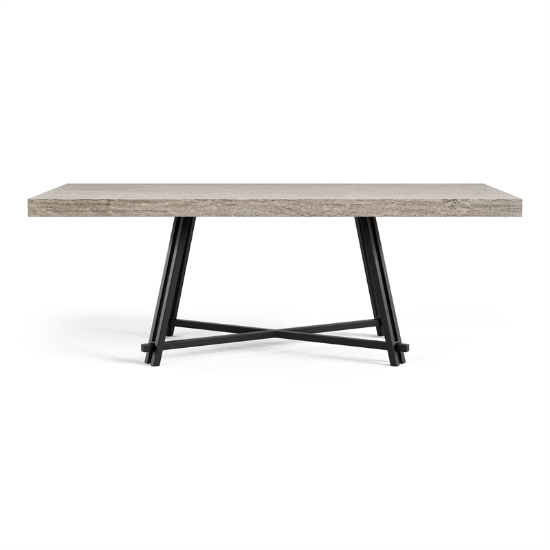 Furniture of America Lestara Wood Top and Metal Trestle Base Black Dining Table