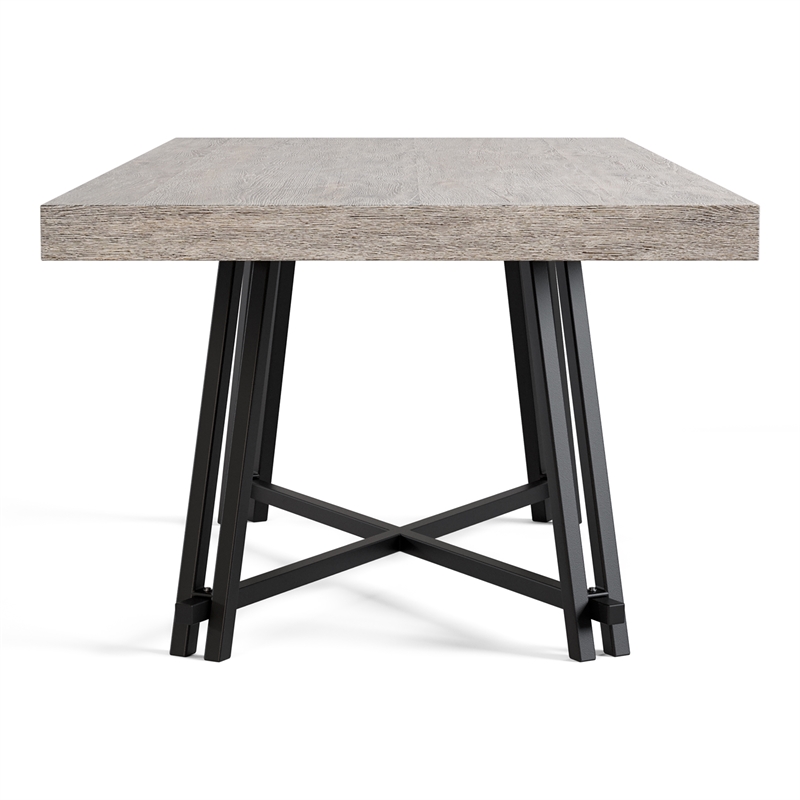 Furniture of America Lestara Wood Top and Metal Trestle Base Black Dining Table