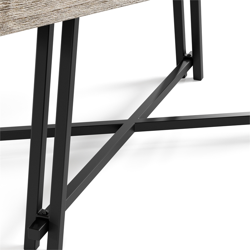 Furniture of America Lestara Wood Top and Metal Trestle Base Black Dining Table