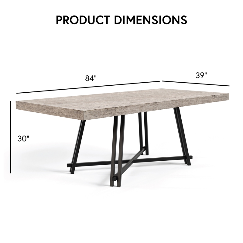 Furniture of America Lestara Wood Top and Metal Trestle Base Black Dining Table