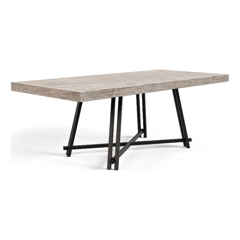 Furniture of America Lestara Wood Top and Metal Trestle Base Black Dining Table