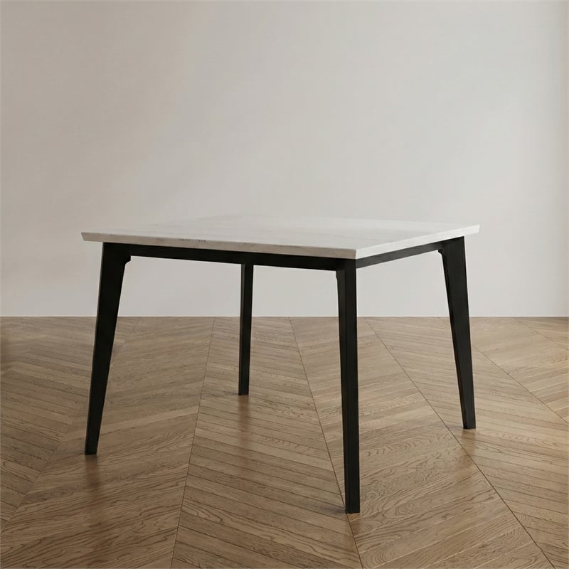 Furniture of America Isolde Marble Top Square Counter Dining Table in Black