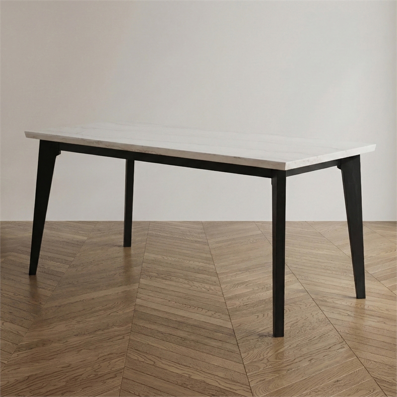 Furniture of America Isolde Marble Top Rectangular Counter Dining Table in Black