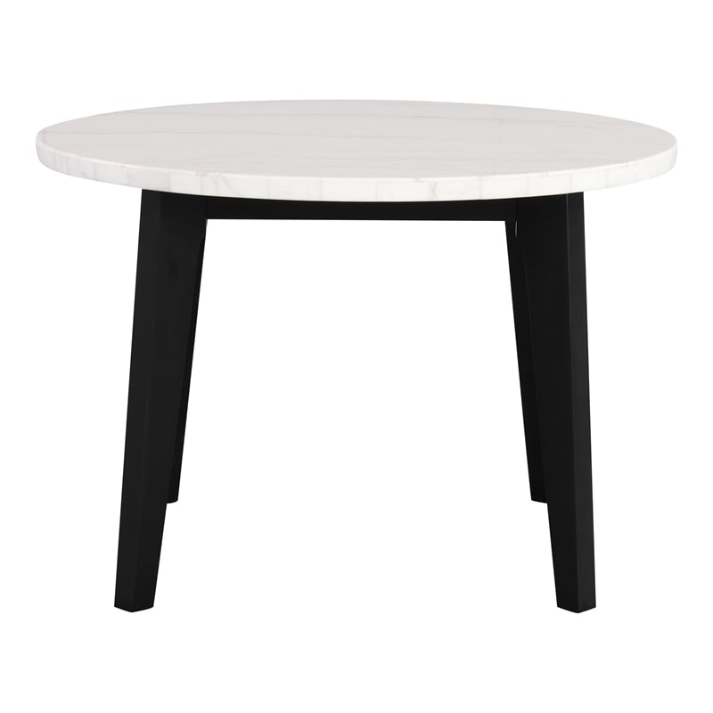 Furniture of America Isolde Marble Top Round Dining Table in Black