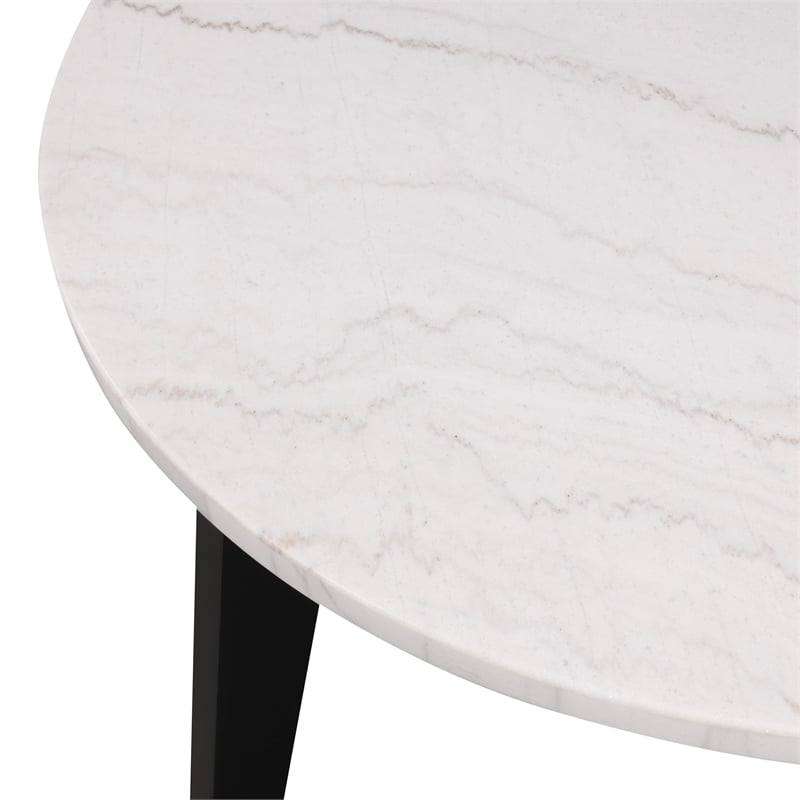 Furniture of America Isolde Marble Top Round Dining Table in Black